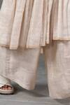 Buy_Urvashi Kaur_Peach Handwoven Silk Linen Flared Pant _Online_at_Aza_Fashions