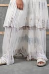 Shop_Urvashi Kaur_White Kota Doria Micro Pleated Flared Pant With Tie And Dye_at_Aza_Fashions