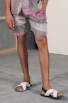 Urvashi Kaur_Grey Kota Cotton Tie And Dye Shorts  _Online_at_Aza_Fashions