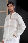 Urvashi Kaur_White Linen Silk Shirt  _Online_at_Aza_Fashions