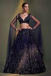 Buy_Angad Singh_Blue Lehenga And Blouse Organza Dupatta Net Embroidery V Floral Bridal Set _at_Aza_Fashions