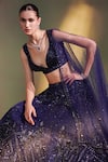 Buy_Angad Singh_Blue Lehenga And Blouse Organza Dupatta Net Embroidery V Floral Bridal Set _Online_at_Aza_Fashions