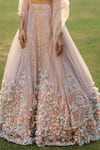 Buy_Angad Singh_Peach Net Lining Satin Embroidery Asymmetric Lehenga Set _Online_at_Aza_Fashions