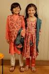 Shop_Tiny Colour_Peach Cotton, Silk Block Print Bundi Kurta Set _Online_at_Aza_Fashions