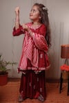 TINY COLOUR_Purple Satin And Block Kurta & Sharara Set _Online_at_Aza_Fashions