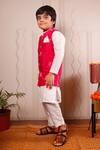 Tiny Colour_Pink Cotton, Silk Block Print Bundi And Kurta Set _Online_at_Aza_Fashions