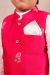 Tiny Colour_Pink Cotton, Silk Block Print Bundi And Kurta Set _at_Aza_Fashions