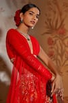 Buy_Aayushi Maniar_Red Lehenga Raw Silk Printed Phulvaari Embroidered And Blouse Set _Online_at_Aza_Fashions
