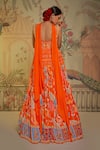 Shop_Aayushi Maniar_Orange Anarkali Silk, Dupatta Georgette Floral Print, Corset With_at_Aza_Fashions