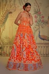 Aayushi Maniar_Orange Anarkali Silk, Dupatta Georgette Floral Print, Corset With_Online_at_Aza_Fashions