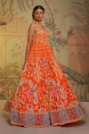 Buy_Aayushi Maniar_Orange Anarkali Silk, Dupatta Georgette Floral Print, Corset With_Online_at_Aza_Fashions