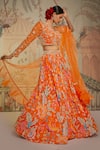 Buy_Aayushi Maniar_Orange Lehenga Crepe Silk Printed And Hand Embroidered Floral One Set _at_Aza_Fashions