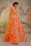 Aayushi Maniar_Orange Lehenga Crepe Silk Printed And Hand Embroidered Floral One Set _Online_at_Aza_Fashions