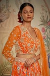 Shop_Aayushi Maniar_Orange Lehenga Crepe Silk Printed And Hand Embroidered Floral One Set _Online_at_Aza_Fashions