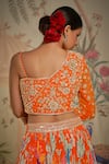 Aayushi Maniar_Orange Lehenga Crepe Silk Printed And Hand Embroidered Floral One Set _at_Aza_Fashions