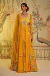 Buy_Aayushi Maniar_Yellow Anarkali Georgette And Silk, Dupatta Swiss Net Amber With_at_Aza_Fashions