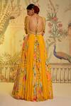 Shop_Aayushi Maniar_Yellow Anarkali Georgette And Silk, Dupatta Swiss Net Amber With_at_Aza_Fashions