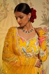 Shop_Aayushi Maniar_Yellow Anarkali Georgette And Silk, Dupatta Swiss Net Amber With_Online_at_Aza_Fashions