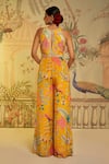 Shop_Aayushi Maniar_Yellow Crepe Silk Printed And Hand Embroidered Floral Jumpsuit _at_Aza_Fashions