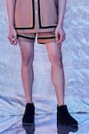 Line out line_Beige Striped Solid Micro Shorts  _Online_at_Aza_Fashions