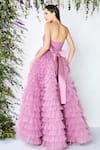 Shop_Shivani Awasty_Pink Net Corset Ruffle Gown  _at_Aza_Fashions