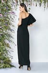 Shop_Shivani Awasty_Black Poly Blend Crepe Embroidered Beads Bandeau One-shoulder Gown  _at_Aza_Fashions