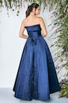 Shop_Shivani Awasty_Blue Silk Tafetta Bandeau Pleated Metallic Gown _at_Aza_Fashions