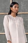 Shop_Urvashi Kaur_Peach Chanderi Silk Round Tunic  _at_Aza_Fashions