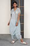 Buy_Urvashi Kaur_Blue Chanderi Silk Pant  _at_Aza_Fashions
