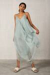 Buy_Urvashi Kaur_Blue Chanderi Silk Dress_at_Aza_Fashions