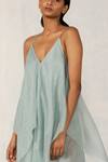 Urvashi Kaur_Blue Chanderi Silk Dress_Online_at_Aza_Fashions
