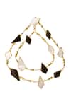 Varnika Arora_Gold Plated Pearls, Stones Sporadic Handmade Geometric Danglers _Online_at_Aza_Fashions