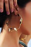 Varnika Arora_Gold Plated Lucid Handmade Stone Hoops _Online_at_Aza_Fashions