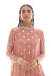 Vvani by Vani Vats_Pink Georgette Round Asymmetric Anarkali And Dhoti Pant Set _at_Aza_Fashions