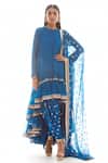 Buy_Vvani by Vani Vats_Blue Georgette Round Asymmetric Kurta And Dhoti Pant Set _Online_at_Aza_Fashions
