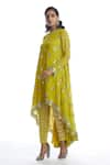 Buy_Vvani by Vani Vats_Green Georgette Round Asymmetric Kurta And Pant Set  _Online_at_Aza_Fashions