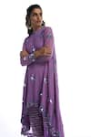 Vvani by Vani Vats_Purple Georgette Round Asymmetric Kurta And Pant Set  _at_Aza_Fashions