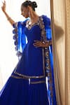 Vvani by Vani Vats_Blue Kurta Georgette Embroidered Mirror Work Sweetheart Straight Sharara Set _at_Aza_Fashions