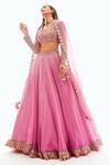 Buy_Vvani by Vani Vats_Pink Mirror Embellished Organza Lehenga Set _at_Aza_Fashions