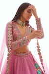 Shop_Vvani by Vani Vats_Pink Mirror Embellished Organza Lehenga Set _at_Aza_Fashions