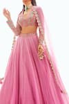 Vvani by Vani Vats_Pink Mirror Embellished Organza Lehenga Set _Online_at_Aza_Fashions