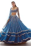 Buy_Vvani by Vani Vats_Blue Georgette Sweetheart Neck Embroidered Lehenga Set For Women_at_Aza_Fashions