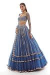 Buy_Vvani by Vani Vats_Blue Georgette Sweetheart Neck Embroidered Bridal Lehenga Set_Online_at_Aza_Fashions