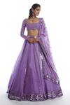 Buy_Vvani by Vani Vats_Purple Silk Organza Square Neck Bridal Lehenga Set _Online_at_Aza_Fashions