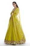 Buy_Vvani by Vani Vats_Green Silk Organza V Neck Bridal Lehenga Set _Online_at_Aza_Fashions