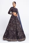 Buy_Vvani by Vani Vats_Blue Velvet Dupatta Net Embroidery Round Bridal Lehenga Set _Online_at_Aza_Fashions