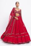 Buy Vvani By Vani Vats Red Velvet Dupatta Net Sweetheart Neck Embroidered Bridal Lehenga Set at Aza Fashions Buy_Vvani By Vani Vats_Red Velvet Dupatta Net Sweetheart Neck Embroidered Bridal Lehenga Set _at_Aza_Fashions