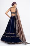 Shop_Vvani by Vani Vats_Blue Tissue Velvet Embroidered Lehenga Set_at_Aza_Fashions