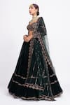 Buy_Vvani by Vani Vats_Green Velvet Dupatta Net Embroidery Sweetheart Neck Bridal Lehenga Set _Online_at_Aza_Fashions