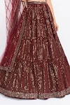 Vvani By Vani Vats Maroon Velvet Dupatta Net Sweetheart Neck Embroidered Bridal Lehenga Set at Aza Fashions Vvani By Vani Vats_Maroon Velvet Dupatta Net Sweetheart Neck Embroidered Bridal Lehenga Set _at_Aza_Fashions
